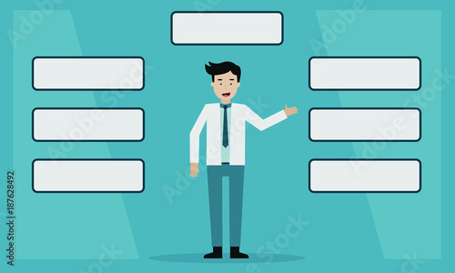 businessman with info graphic text-box presentation.