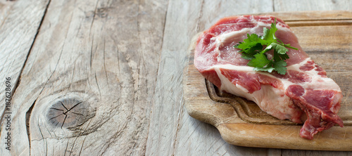 Raw pork steak photo