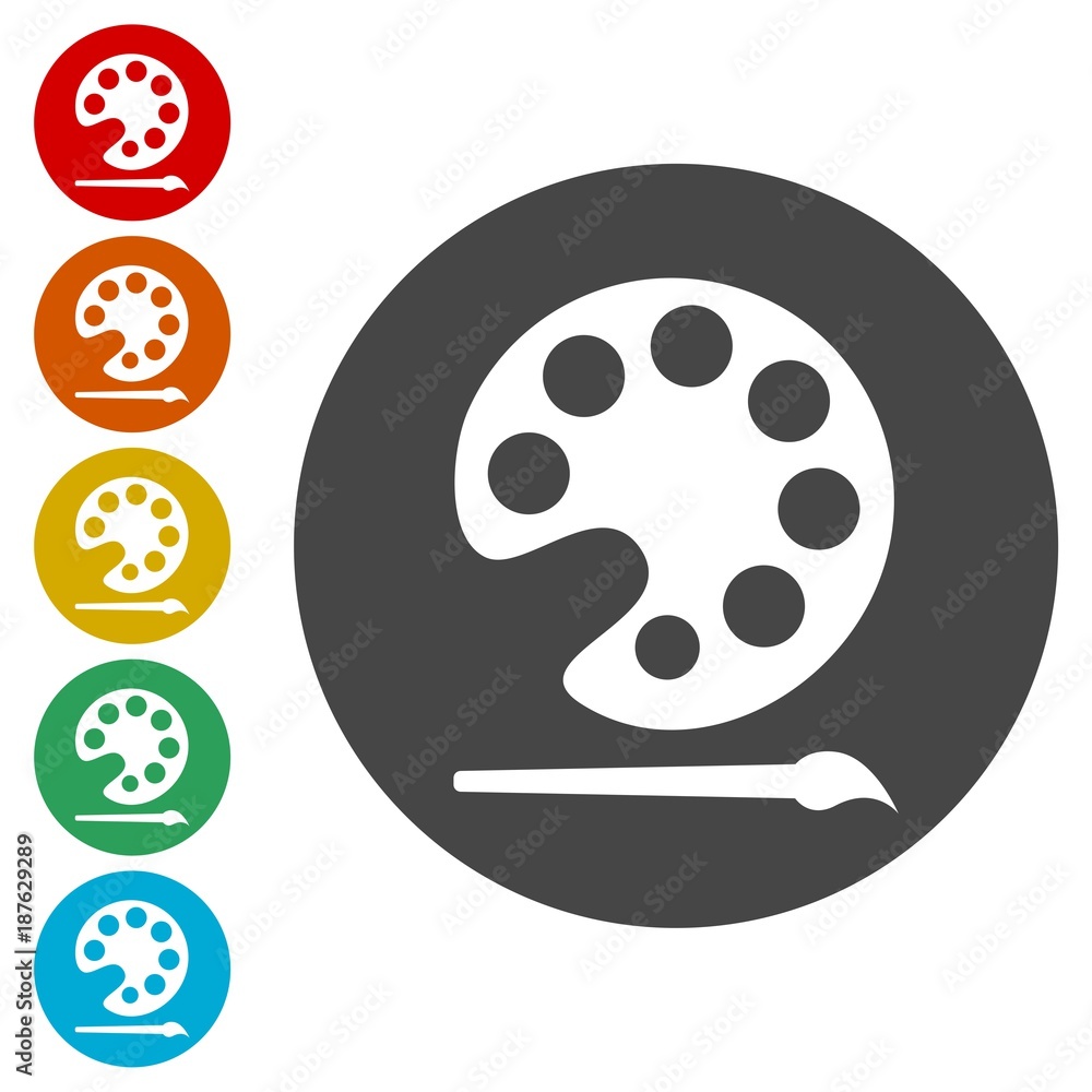 Obraz premium Painting icon, Flat Colorful Palette 