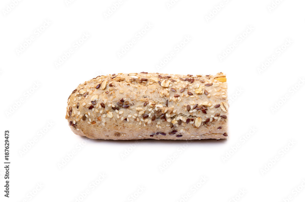 Whole wheat bread isolated on white background