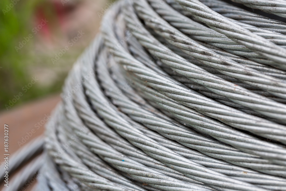 Background of steel cable, steel wire or steel rope in the roll Background of steel cable, steel wire or steel rope in the roll