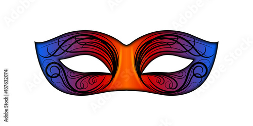 Carnaval Masque Orange Rouge Bleu Ornement 2