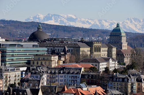 Panoramic view Zürich-City with part of University and ETH | Panorama Stadt Zürich mit Sicht auf die Uni und ETH