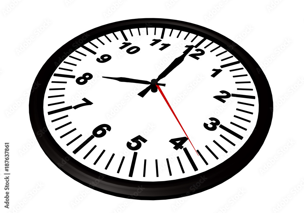 clock 8 morning black wall ,face -3d rendering clock 8 morning black wall ,face -3d rendering