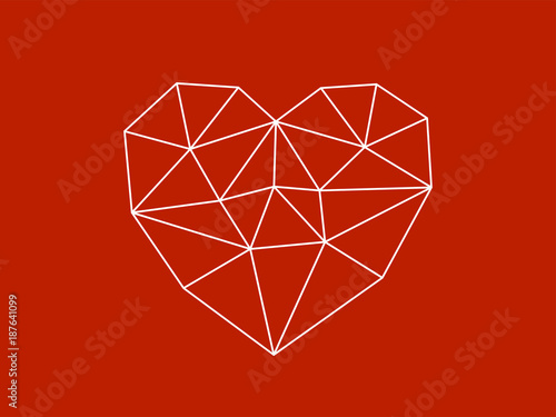 Schematic heart on red background