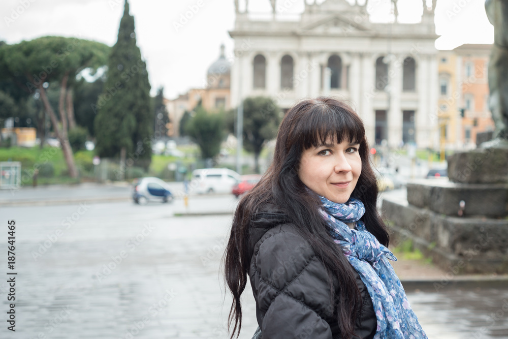 Girl smiling in Rome