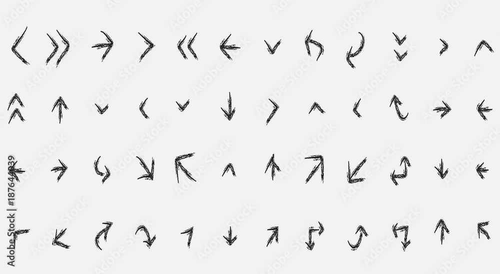 Vector hand drawn arrows icons