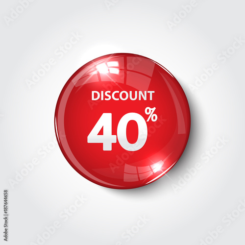 Discount button color red glossy