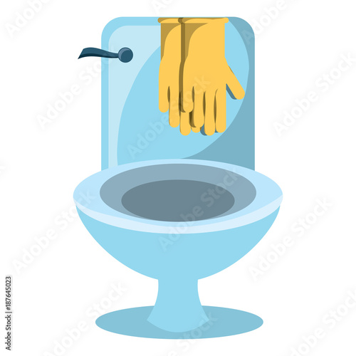 cleaning gloves and toilet icon