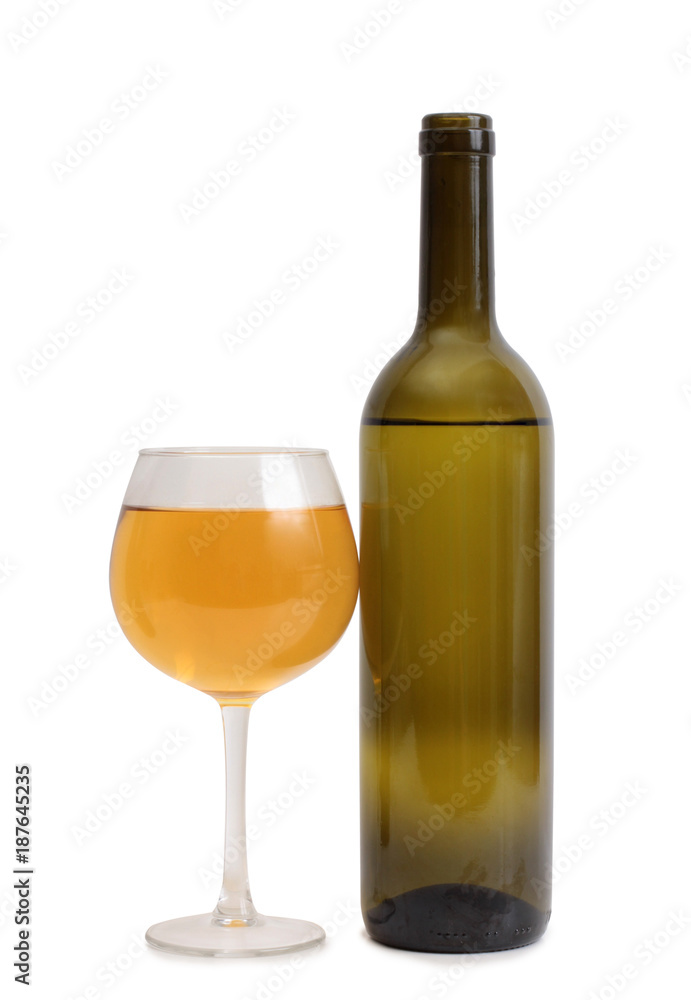 Glass and bottle wine on white background Glass and bottle wine on white background