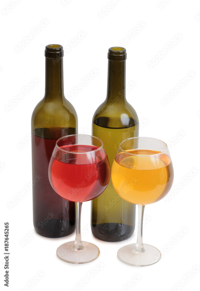 Glass and bottle wine on white background Glass and bottle wine on white background