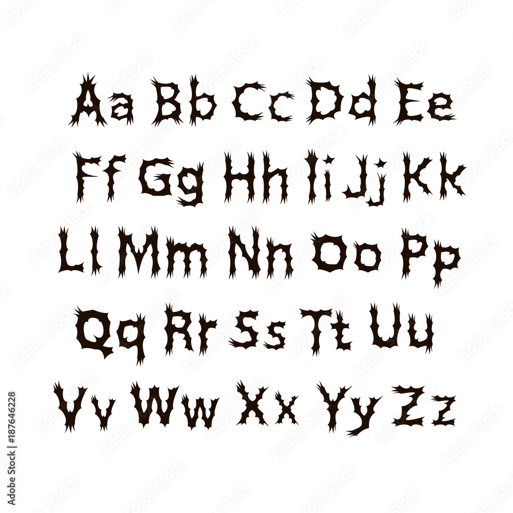 black and white font in style of Halloween black and white font in style of Halloween