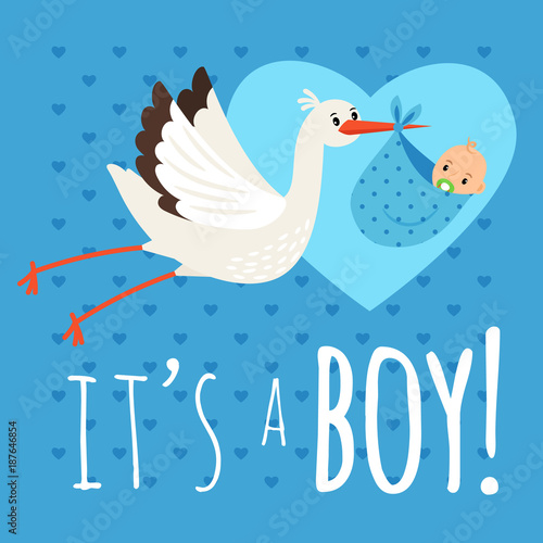 Stork with baby boy