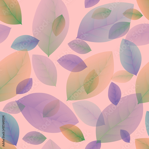 colored leaves on a pink background
