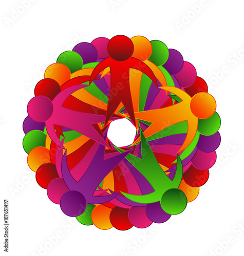 Logo teamwork leadership people party meeting unity concept icon vector template