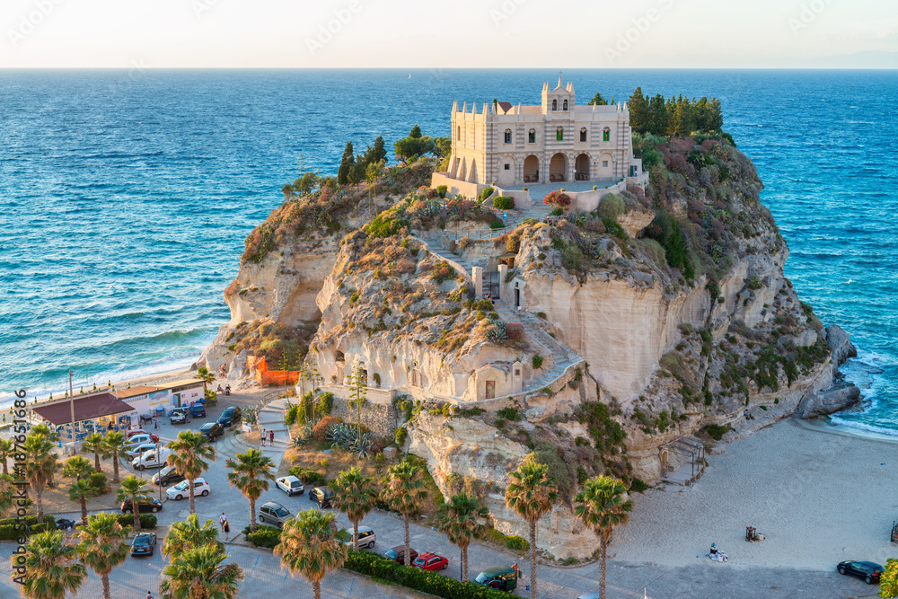 Tropea monastery view at summer sunset, Calabria, Italy
