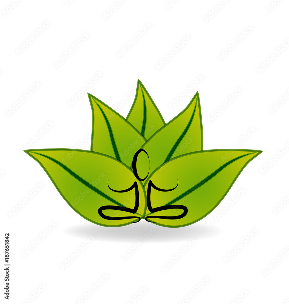 Lotus flower and meditating person, vector symbol Lotus flower and meditating person, vector symbol