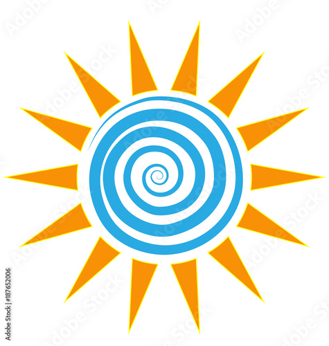 Sun and wavy beach logo