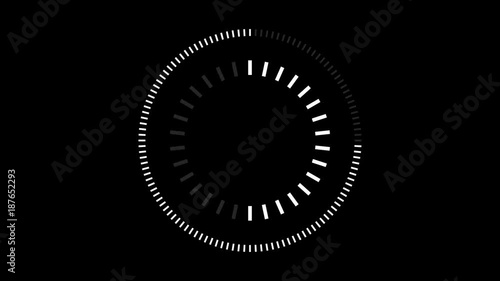 HUD element digital - pending loading screen - loop with loopable segments - circular white on black