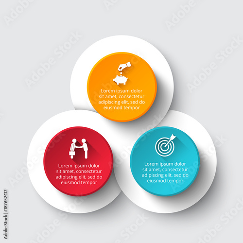 Vector circle infographic. Template for cycle diagram, graph, presentation and round chart. Business concept with 3 options, parts, steps or processes. Data visualization.
