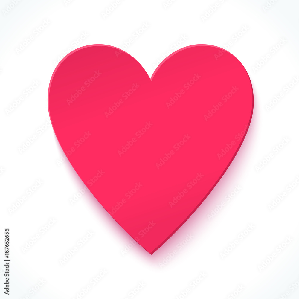 Pink paper cut heart isolated on white. Template for greeting cards, invitations, banners and various design products. Vector illustration