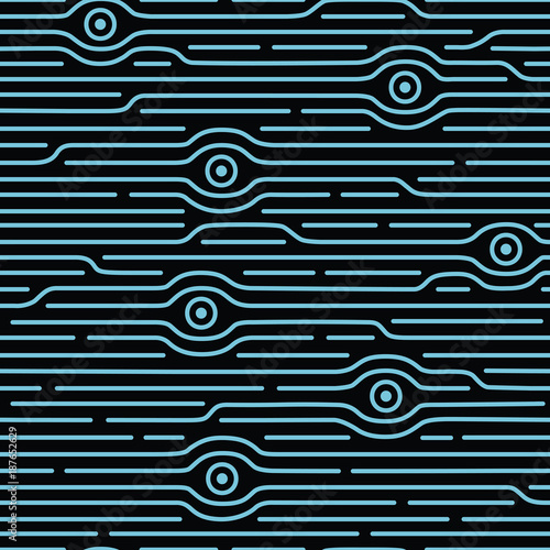 Seamless vector abstract pattern with eyes and different lines