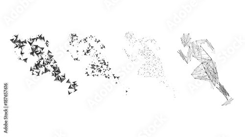 Running man. Modern abstract polygon vector design. Set of abstract vector runners. Polygonal background pattern with triangles. Polygonal geometric triangle background. Healthy lifestyle.