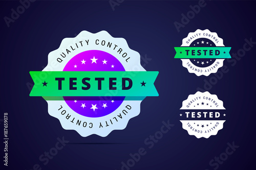 Quality control, tested stamp for product or software. 