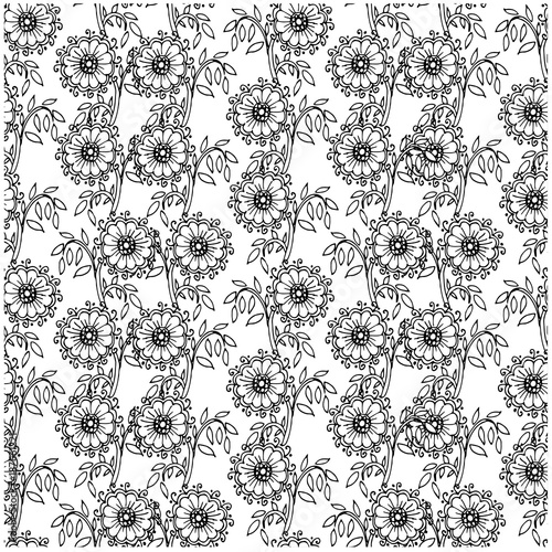 Seamless floral monochrome pattern stock vector illustration