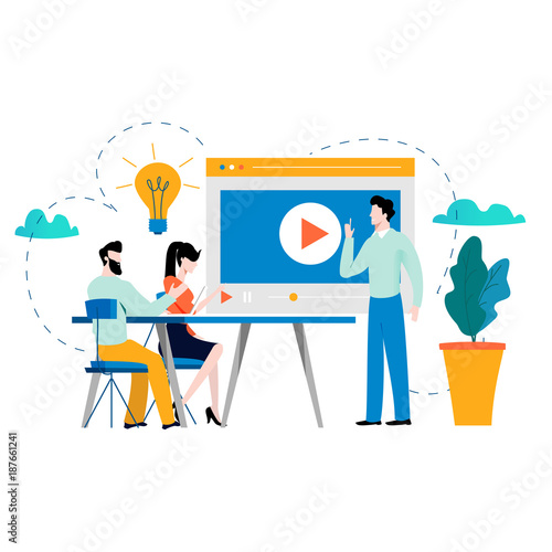 Professional training, education, video tutorial, online business courses, presentation, webinar vector illustration. Expertise, skill development design for mobile and web graphics
