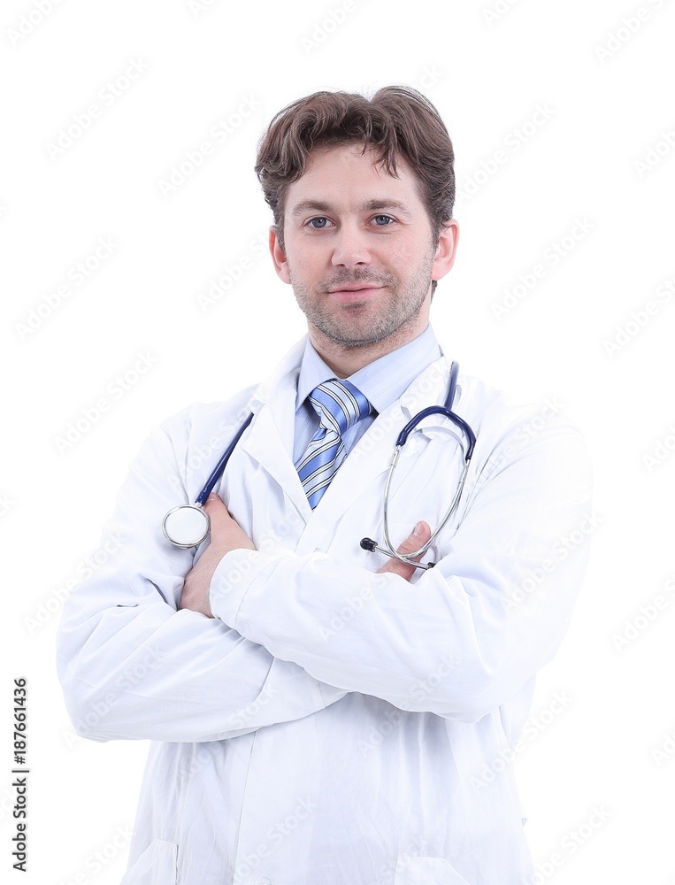 Portrait of young doctor with stethoscope Portrait of young doctor with stethoscope