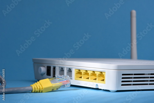 Wireless router network with cable photo