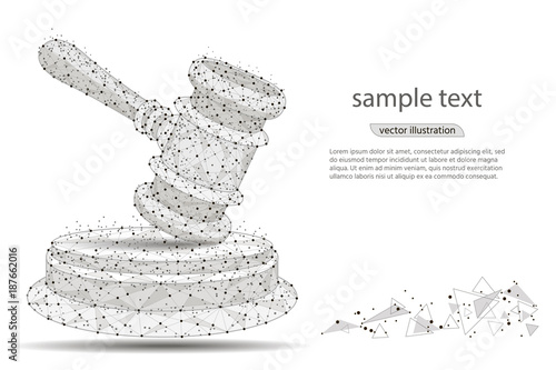 abstract hammer design of a judge, in the form of lines and dots on a white background with space for text. vector illustration
