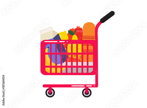 Supermarket shopping cart. Consumer basket