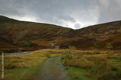 A path leading up the side of a munro near Dalwhinnie in Scotland 