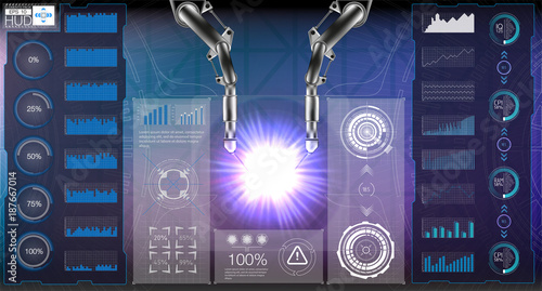 Set abstract HUD elements for UI UX design. Futuristic Sci-Fi useri Interface. 3d virtual manipulators. vector. eps10