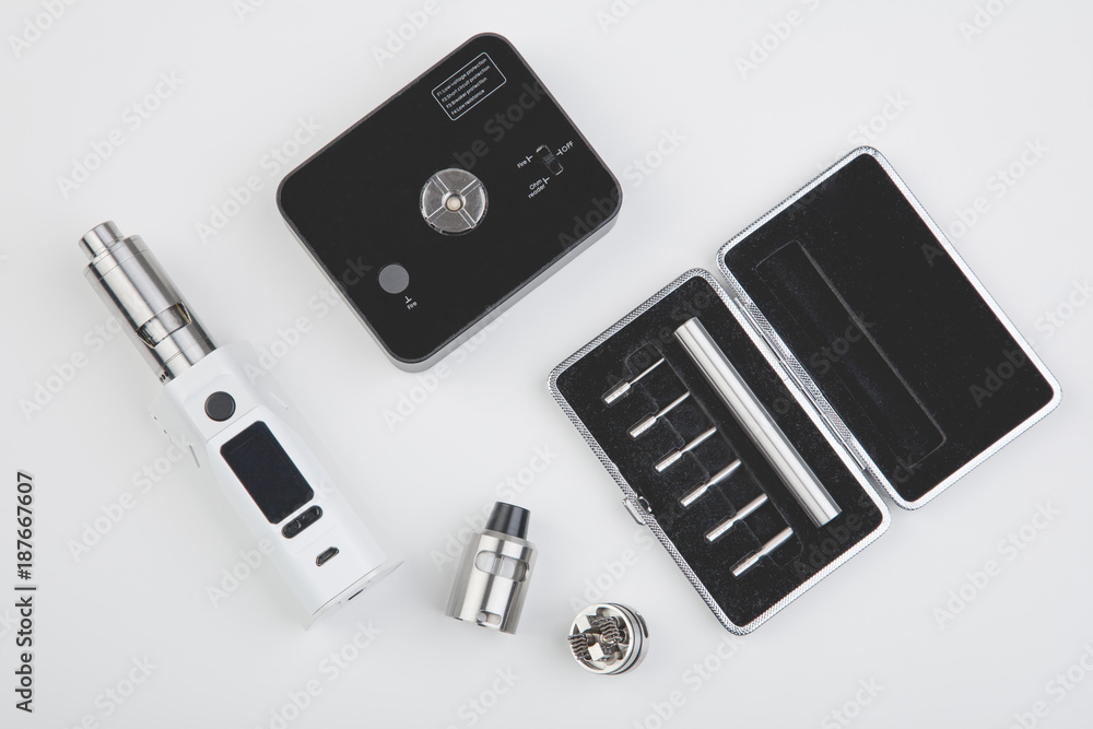vaping device mod on white table vaping device mod on white table