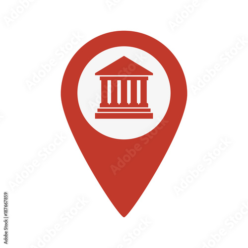 Bank map pointer on white background.