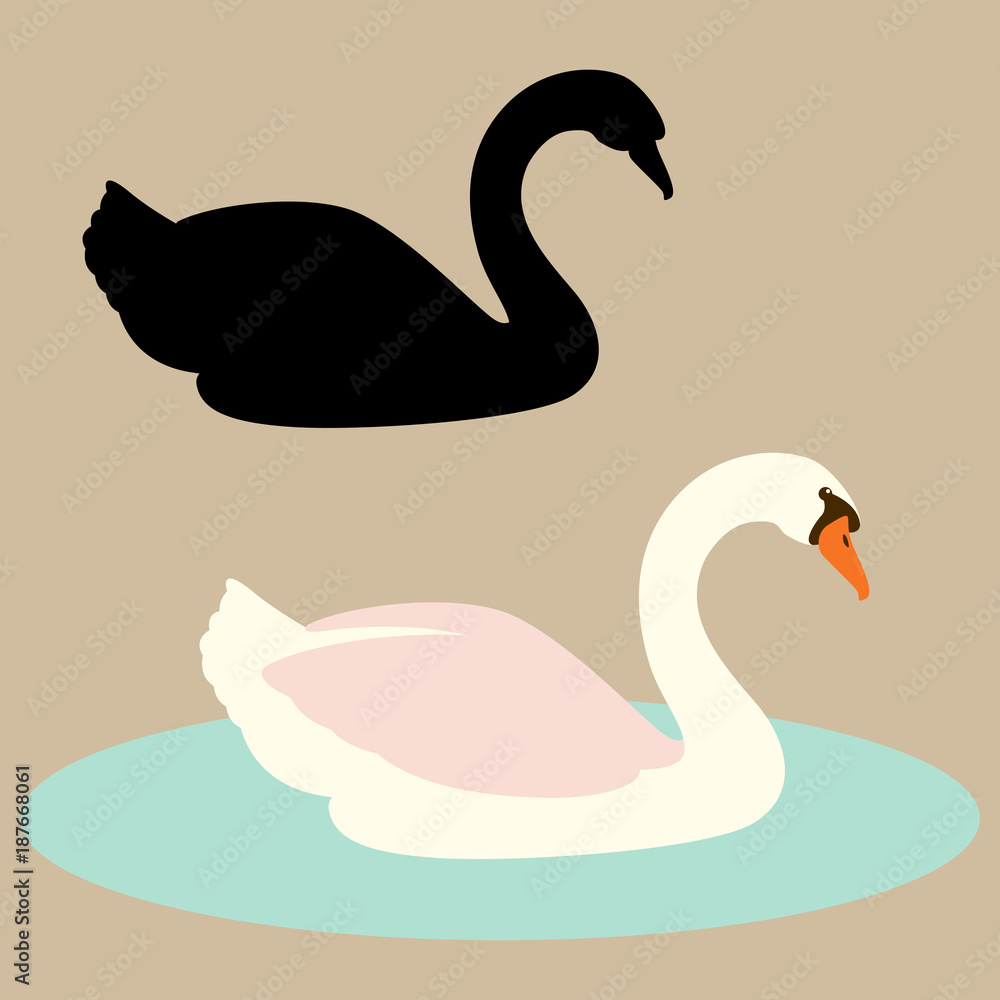 Fototapeta premium swan vector illustration flat style silhouette black profile