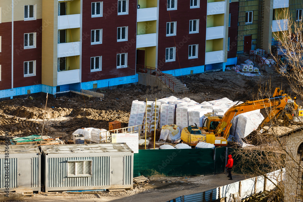 Fototapeta premium Bridgend wales earth moving machines working on a new housing development