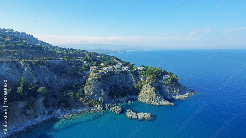 Beautiful coast of Camilia in Calabria, Italy aerial view