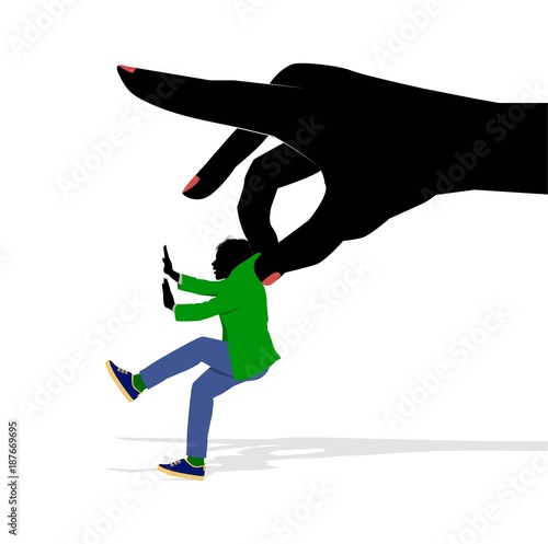 illustrazione simbolica di mano femminile che solleva un uomo