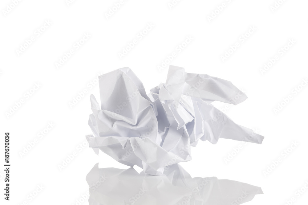 Obraz premium Crumbled paper over white background