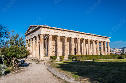 The Temple of Hephaestus or Hephaisteion is a well-preserved Greek temple in the western perimeter of the Agora. It was dedicated to Hephaestus and Athena and it was built in 460-415 BC