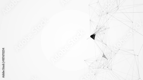 Digital technology motion background. 3D rendered abstract plexus geometry with lines and dots..Computer generated abstract technology background. photo