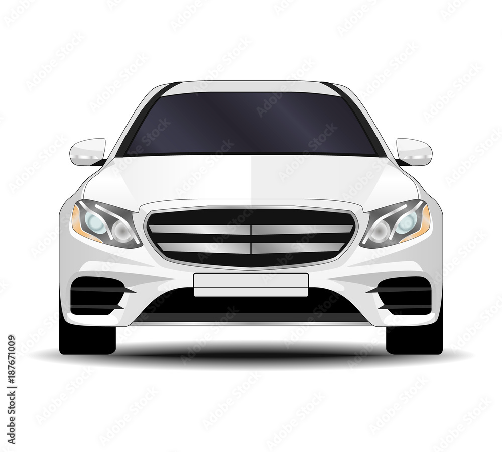 realistic car. sedan front view.