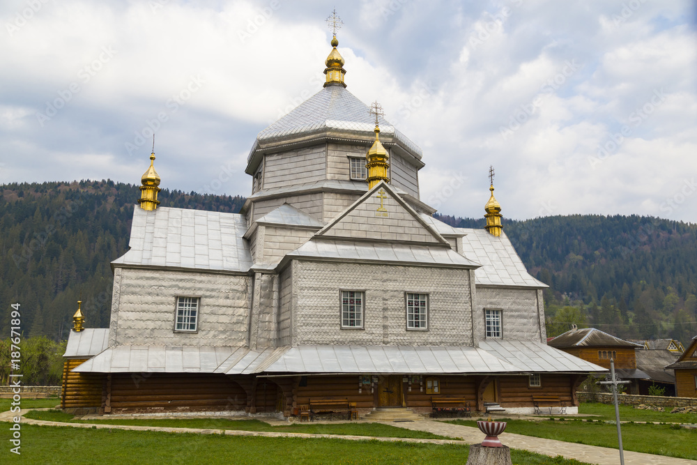Holy Trinity Church  in the village of Mykulychyn. Ukraine.