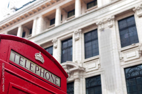 Classic British red telephone box detail