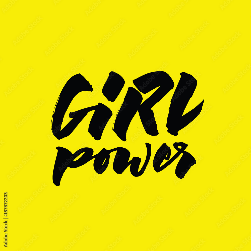 Girl power lettering. Calligraphic written phrase Girl power lettering. Calligraphic written phrase