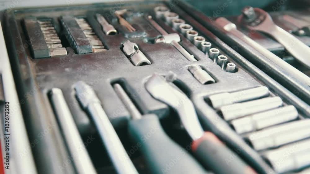 A set of tools for repair - screwdriver, voltmeter, wrenches - car service A set of tools for repair - screwdriver, voltmeter, wrenches - car service